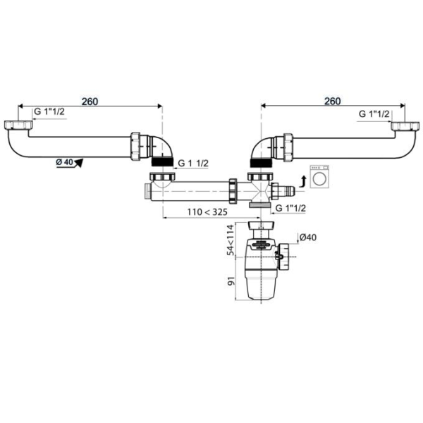 Ensemble vidage lavabo double vasque NEO AIR - Zoom2