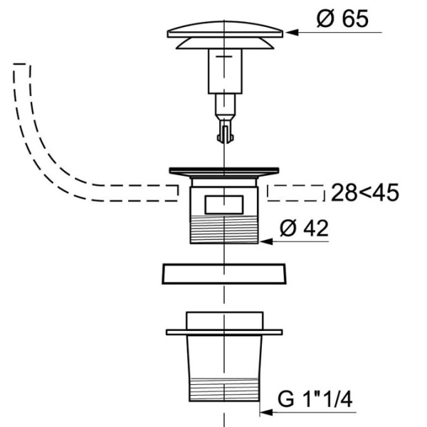 Bonde plastique de lavabo QUICK CLAC trop-plein- clapet en inox FIN DE SERIE - Zoom2