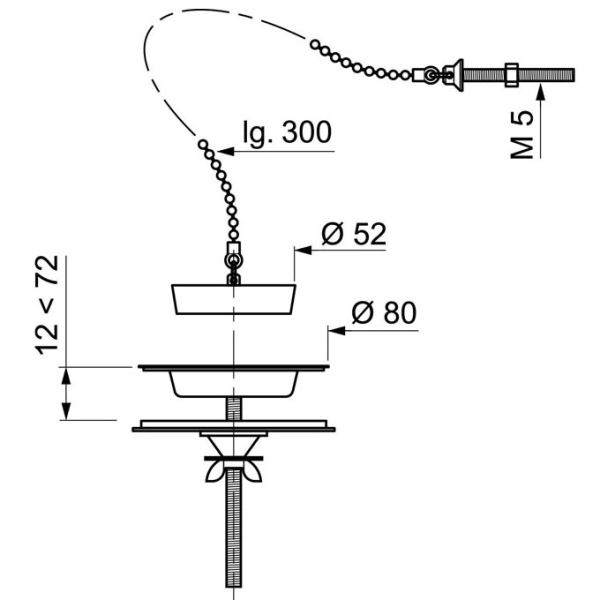 Bonde à plateau pour évier 2 bacs Ø60mm (grès ou synthèse) - sans trop-plein - Zoom2