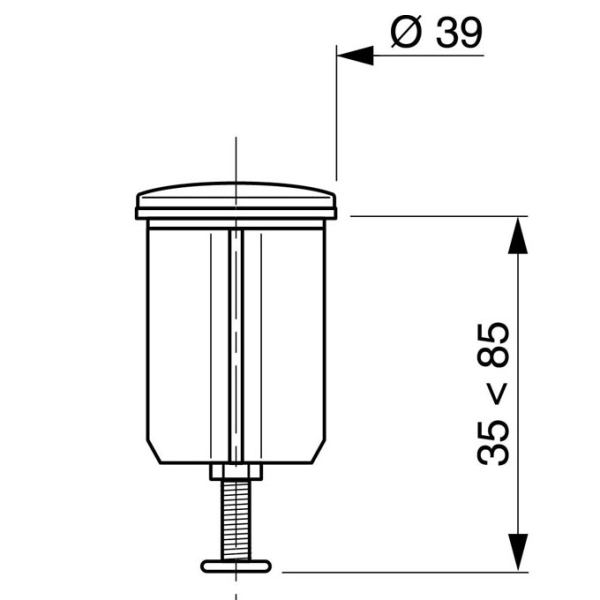 Clapet rentrant Ø39mm pour bonde de lavabo à tirette - Zoom2