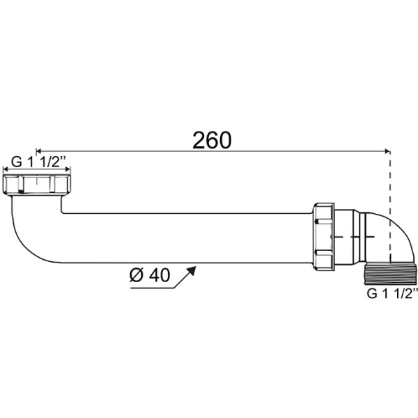 Tubulure gain de place - sortie Ø40mm pour évier 1 bac - Zoom2