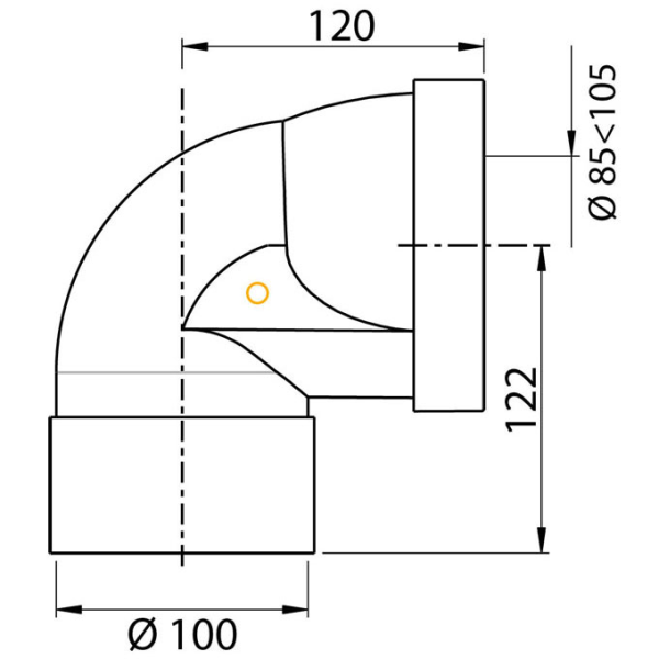 Pipe d'évacuation WC coudée courte Femelle Ø100mm - Zoom2