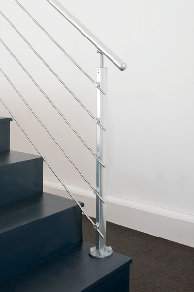 Poteau alu poli INOLINE fixation à plat - usage int/ext - Zoom2