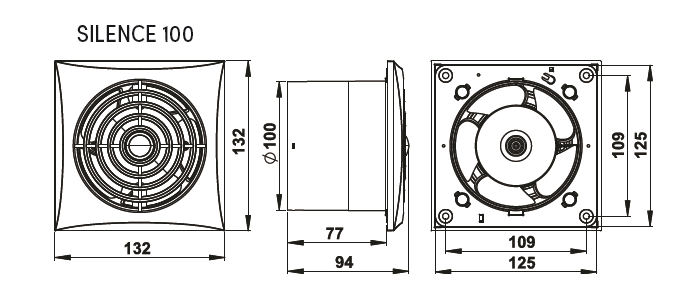 Extracteur standard SILENCE 100 blanc Ø100 pour WC / salle d''eau - Zoom2