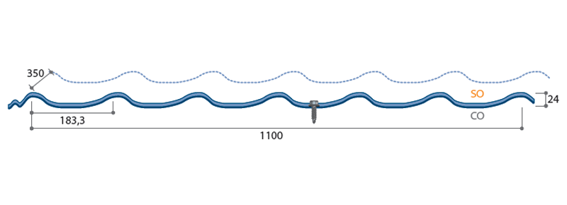Panneau tole tuile simple 2m30x1m10 utile -Anthracite - Zoom2