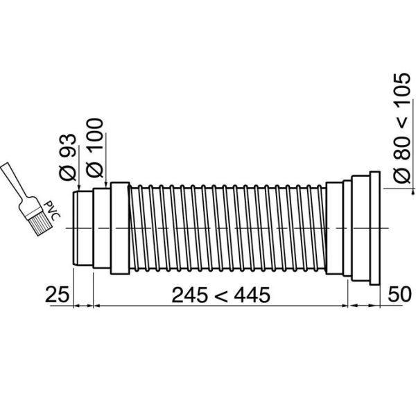 Pipe d'évacuation WC souple SOUPLESS - long. 320/520mm - Zoom2
