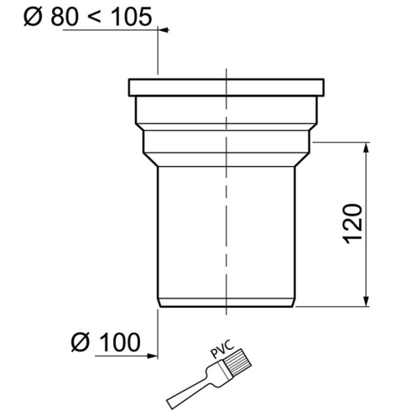 Pipe de raccordement pour cuvette WC droite - Ø100mm - Zoom2