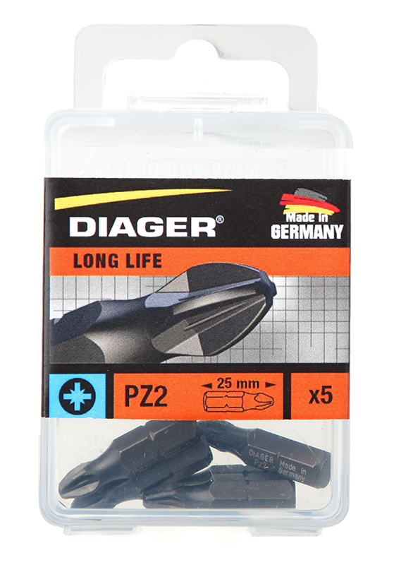 Boite de 5 embouts de vissage géométrie torsion longueur 25 mm  Pozidriv n° 2 - Zoom2