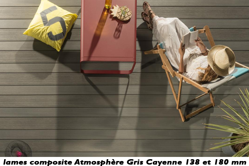 Lame Atmosphère composite brossée Gris Cayenne 4mx13,8cm ép.23mm - FIN DE SERIE - Zoom2