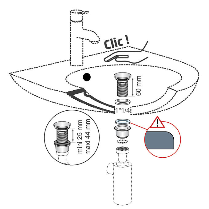 Bonde QUICK CLAC laiton avec lanterne 75mm - Zoom2