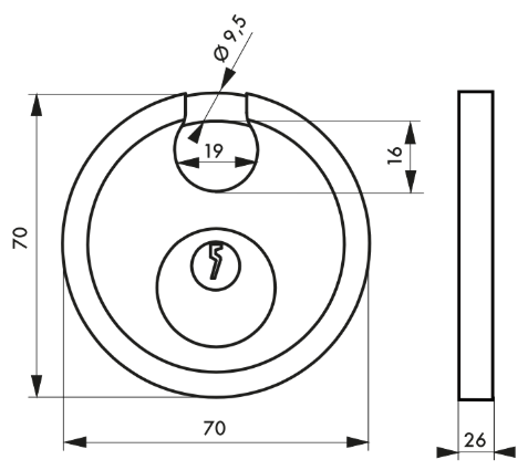 Cadenas extérieur ASTRA 7mm anse inox - 2 clés - Zoom2