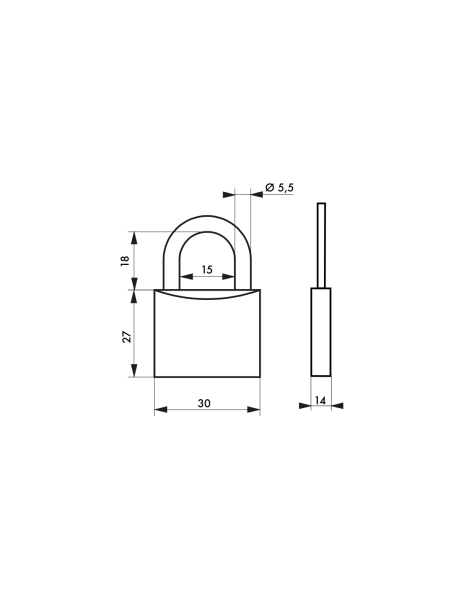 Cadenas laiton TYPE 1 30mm anse acier - 2 clés - Zoom2
