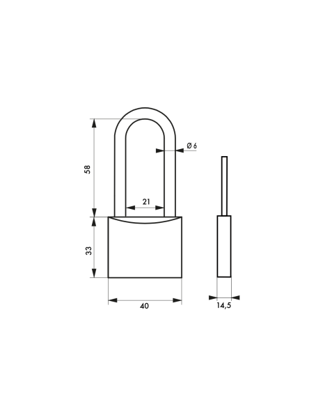 Cadenas laiton TYPE 1 40mm anse 1/2 hte - 2 clés - Zoom2