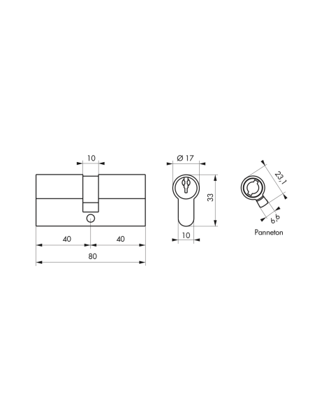 Cylindre PROFILE SA 40x40mm - 3 clés - Zoom2