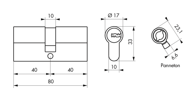 Cylindre TRANSIT 2 nickel 40x40mm - 5 clés - Zoom2