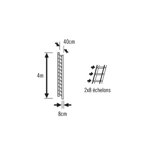 Echelle plate de toit bois 2x2m - 16 échelons - Zoom2