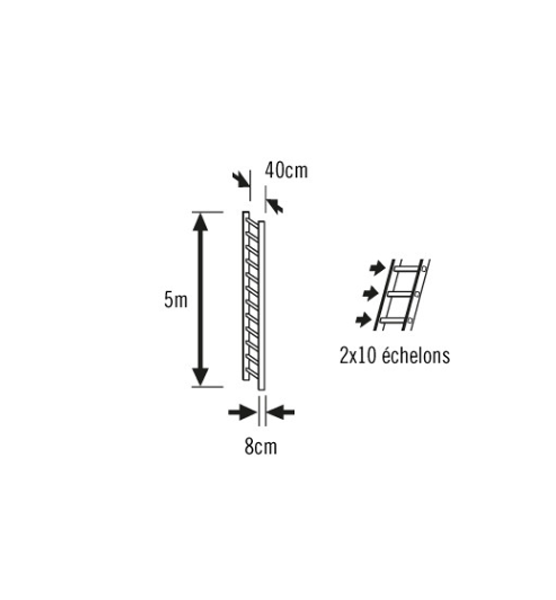 Echelle plate de toit bois 2x2,5m - 20 échelons - Zoom2