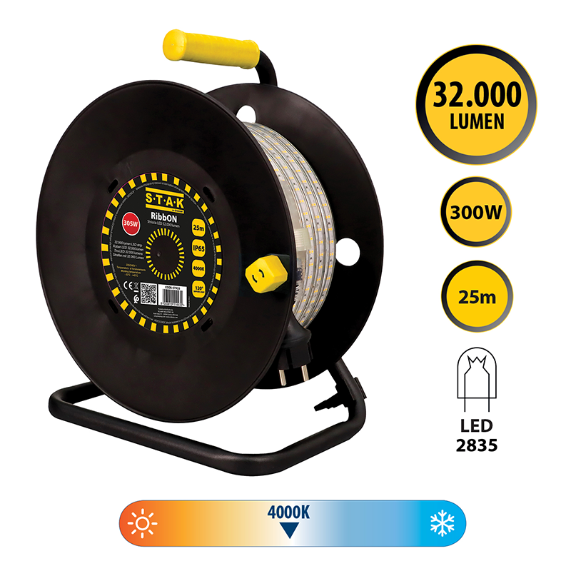 Enrouleur ruban led 25m 32000 lumens 4000K, 305W, IP65 - Zoom2