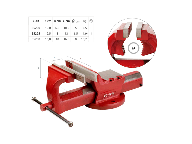 Etau d'établi parallèle  mors tubes 100m en fonte - Zoom2