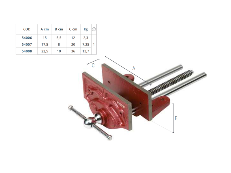 Etau fixe d'établi menuisier 175mm en fonte - Zoom2