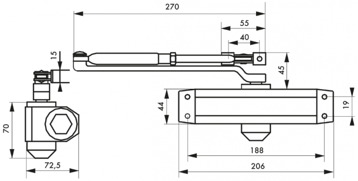 Ferme-porte hydraulique force 4 argent - Zoom2