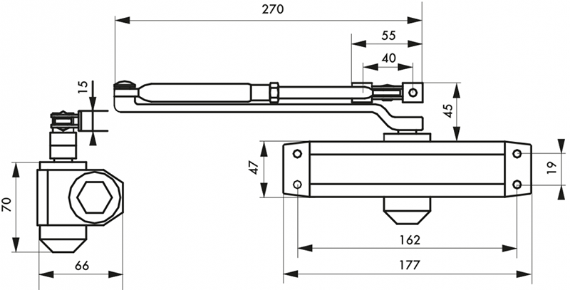 Ferme-porte hydraulique force 3 blanc - Zoom2