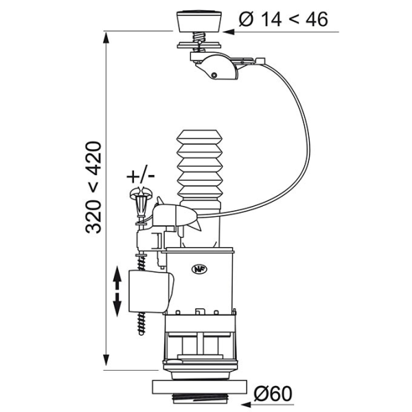 Mécanisme à câble 3/6L MW2 + robinet flotteur JOLLYFILL - NF - Zoom2