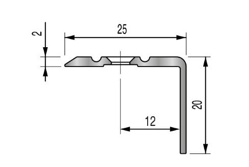 Nez de marche 10V TECNIS alu naturel à visser - 25x20mm L.1,10m - 7245150 - Zoom2