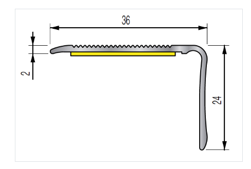 Nez de marche 6VA adhésif alu naturel - 36x24 mm L.1,10m - 722205D - Zoom2