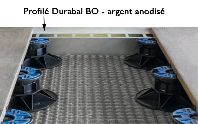 Profilé de finition alu en T pour pose sur plots L.3mxH.80mm argent anodisé DURABAL BO REF:BOAE 20-60/300 - Zoom2