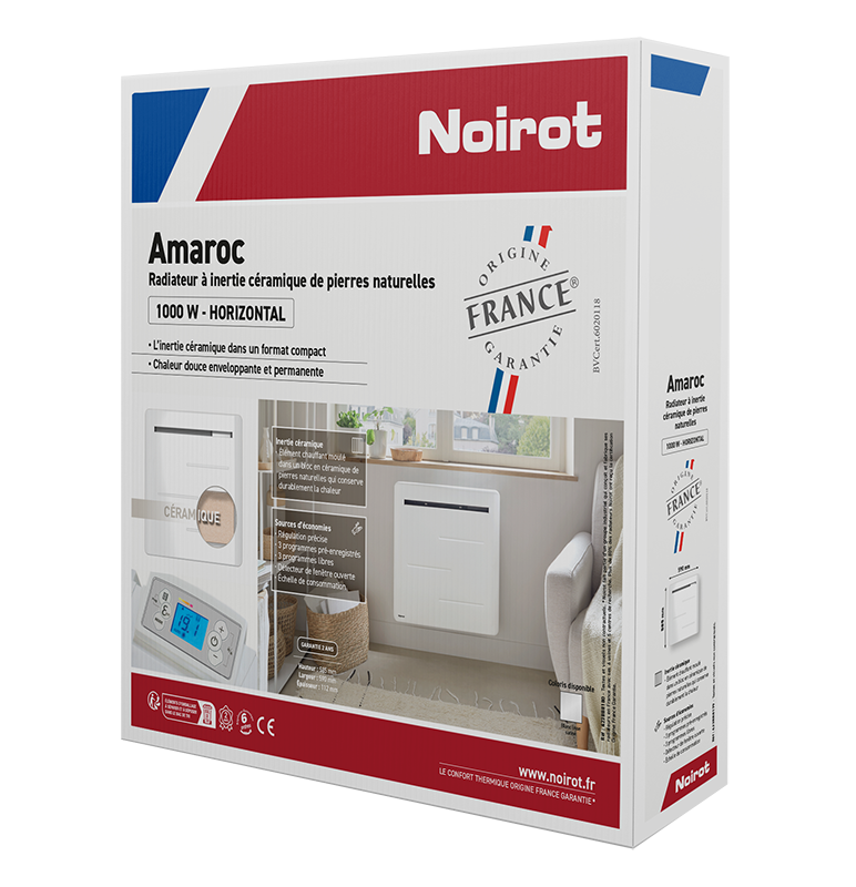 Radiateur à inertie céramique avec régulation électronique AMAROC 1500W NOIROT - Zoom2