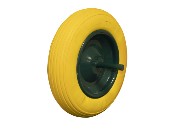 Roue brouette increvable jaune - Essieu Ø240x20mm SIRL - Zoom2