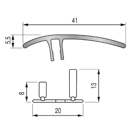 Seuil multi-niveaux 2 en 1 alu naturel - 41mm 93cm - 857142D - Zoom2