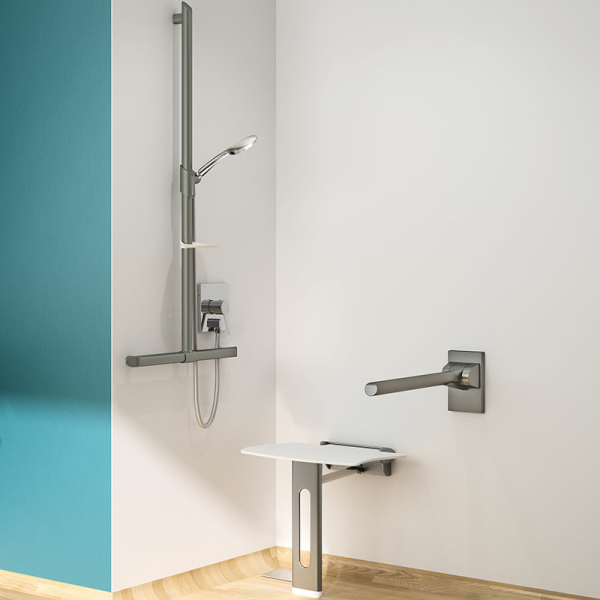 Siège de douche rabattable et amovible avec pied - Série Be-Line Blanc DELABIE - 511930c - Zoom2