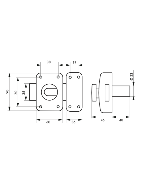 Verrou APACHE bouton cylindre 45mm 3 clés - Zoom2