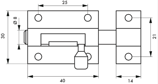 Targette laiton blanc 40mm - Zoom2