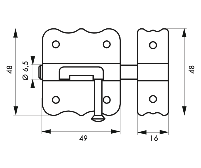 Targette pêne plat zingué - 40 mm - Zoom2