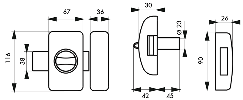 Verrou de sureté universel 45mm bronze 3 clés - Zoom2