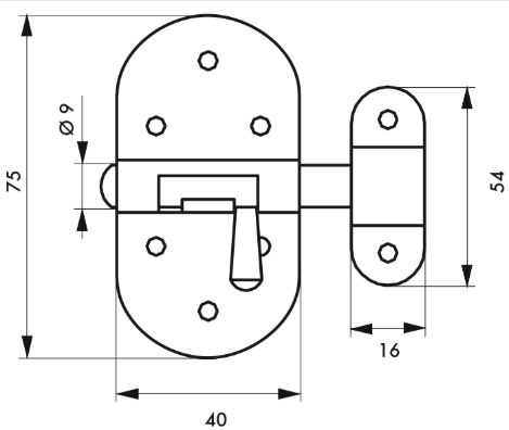 Targette nickelée pêne rond 40mm - Zoom2