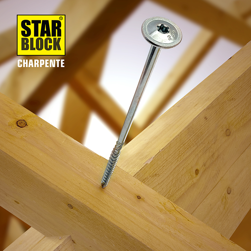 Vis charpente STARBLOCK tête cylindrique large Tx acier zingué 8x180mm - 50 pces - Zoom2