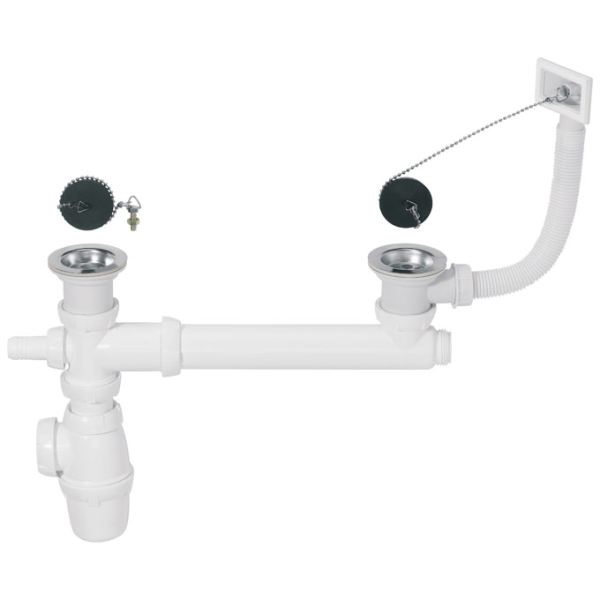 Vidage évier en inox 2 bacs Ø50 - Zoom2