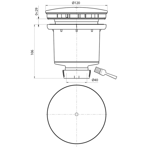 Bonde douche TOURBILLON Ø90mm - sortie horizontale Ø40mm - ABS chrome - Zoom3