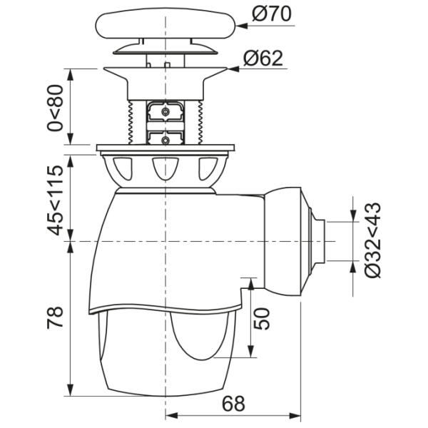 Ensemble vidage lavabo QUICK CLAC TOUT EN UN - sans trop-plein - Zoom3