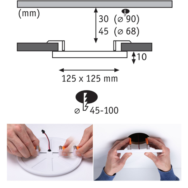 Panneau encastré LED ajust Veluna plast IP44 125mm 8,5W 4000K - Zoom3