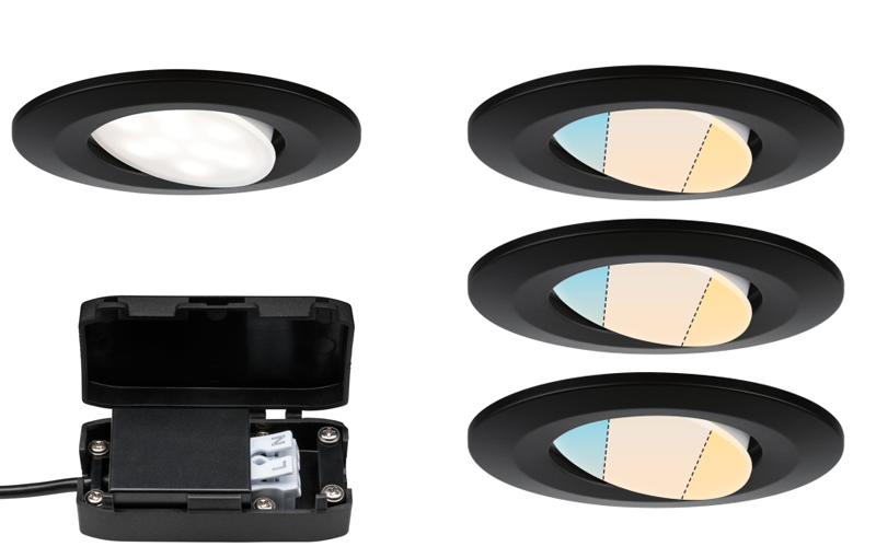 3 spots encastrés LED orientables CALLA plastique noir IP65 90mm 3x5W 3x400lm 230V 3000K - Zoom3