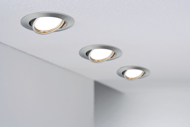 3 spots encastrés LED orientables métal acier brossé IP20 90mm 3x5W 3x370lm 230V 3000K - Zoom3