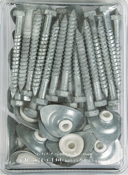 Kit 25 tirefonds 6x65 + plaquettes 40x28 + rondelles - Zoom3