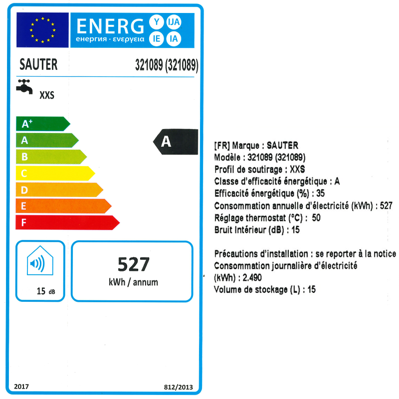 Chauffe-eau 15L sur évier  SAUTER LIQUINE - Zoom3