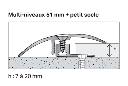 Seuil multi-niveaux TECNIS alu naturel + socle - 51mm 93cm - 8566020 - Zoom3