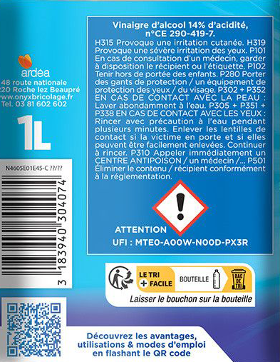 Vinaigre ménager 14° 1L - Zoom3